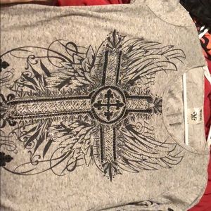 Vocal long Sleeve gray T-shirt with rhinestones